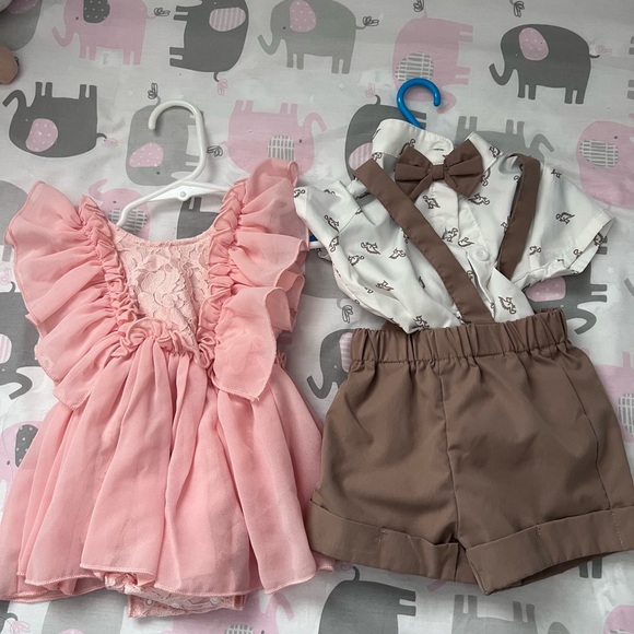 Matching set for twins boy and girl dressed up - Picture 1 of 3